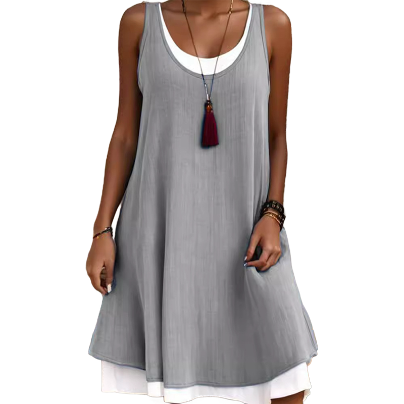 LunaDrape – Chic Layered Sleeveless Women's Dress