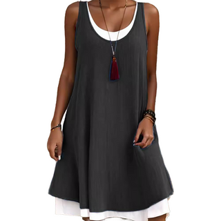 LunaDrape – Chic Layered Sleeveless Women's Dress