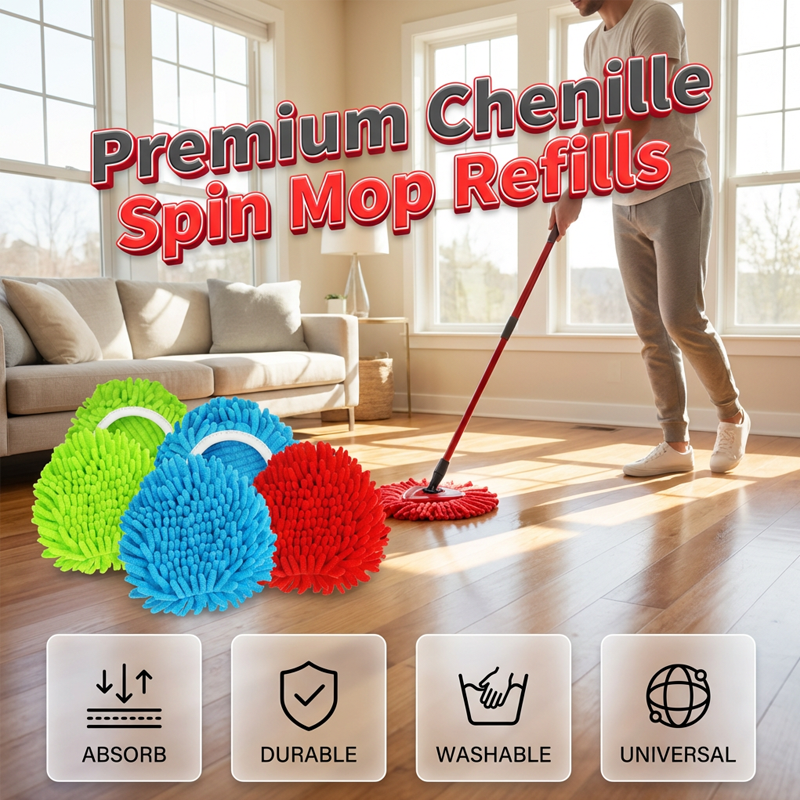 MopEase – High-Absorption Chenille Floor Cleaning Pad