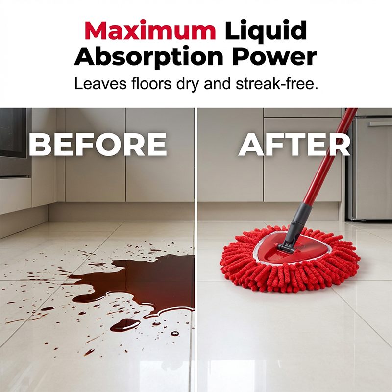 MopEase – High-Absorption Chenille Floor Cleaning Pad