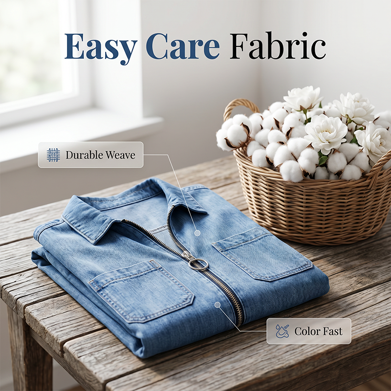 DenimFlow – Relaxed Short-Sleeve Shirt Dress