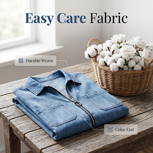 DenimFlow – Relaxed Short-Sleeve Shirt Dress