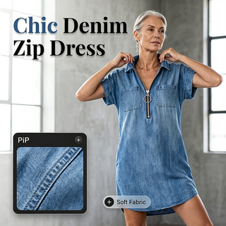 DenimFlow – Relaxed Short-Sleeve Shirt Dress