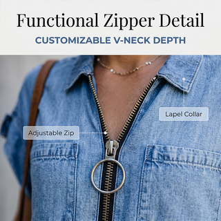 DenimFlow – Relaxed Short-Sleeve Shirt Dress