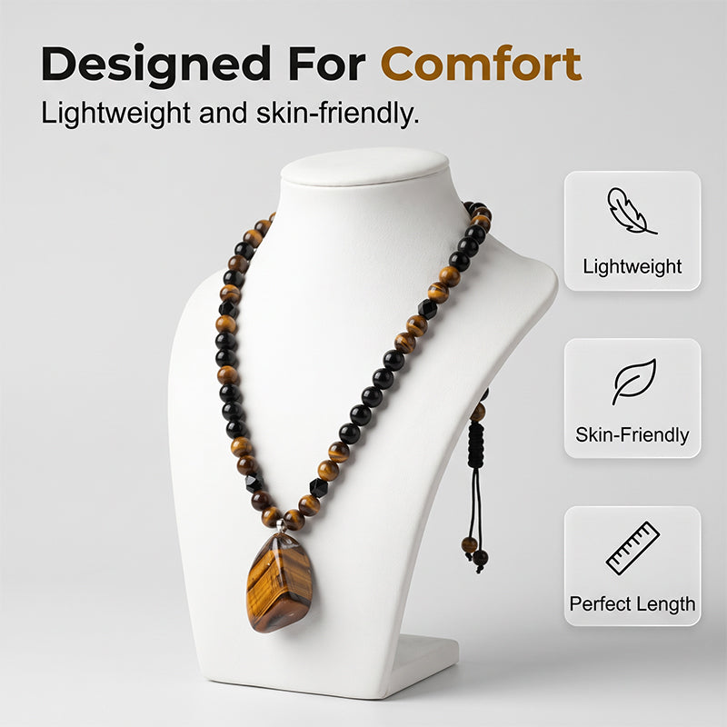 ValorStone – Natural Tiger Eye Energy Bead Necklace