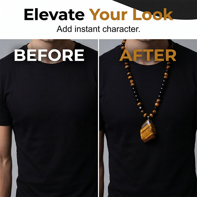 ValorStone – Natural Tiger Eye Energy Bead Necklace