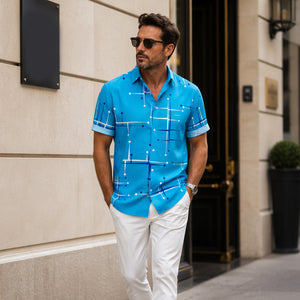 GeoEase – Men's Geometric Print Relaxed-Fit Shirt