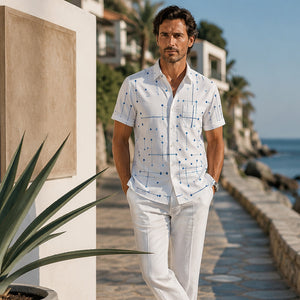 GeoEase – Men's Geometric Print Relaxed-Fit Shirt