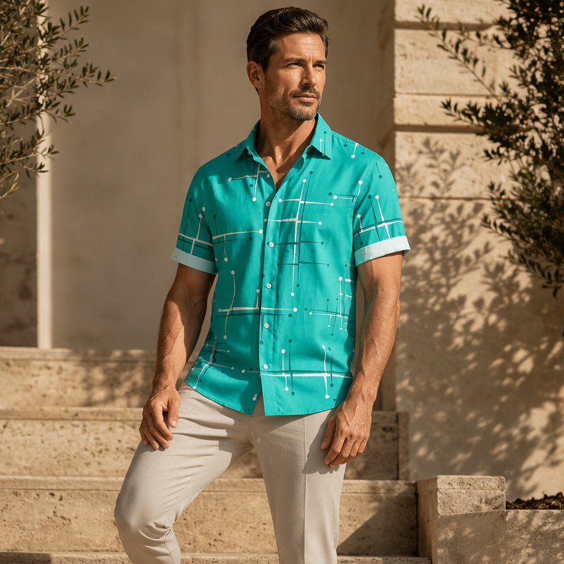 GeoEase – Men's Geometric Print Relaxed-Fit Shirt
