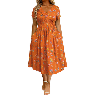 StyleBloom – Floral V-Neck Twist-Waist Dress