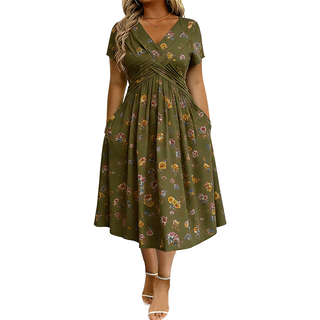 StyleBloom – Floral V-Neck Twist-Waist Dress