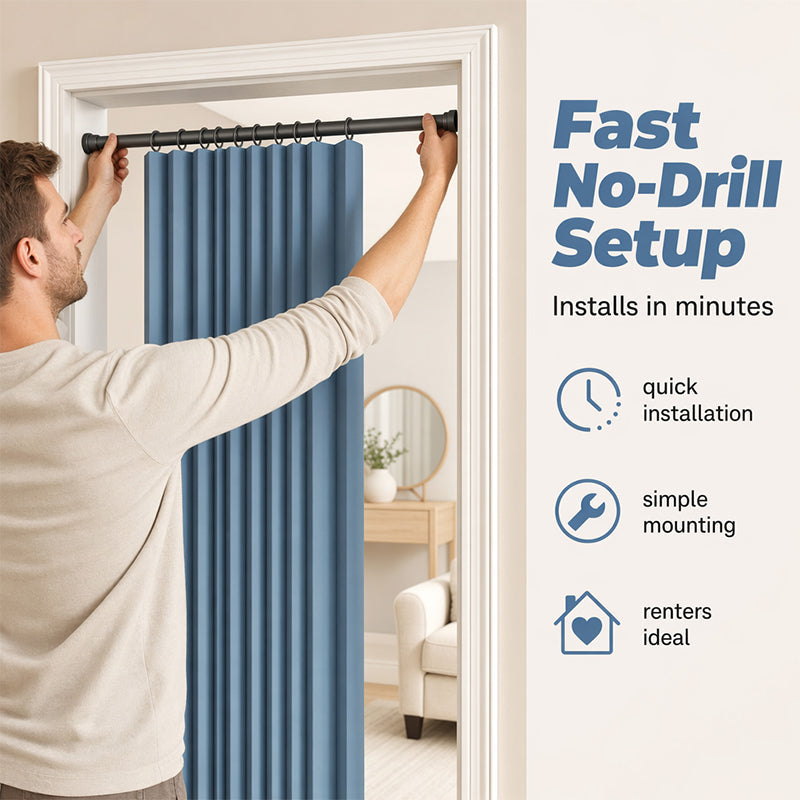 PrivacyEase – No-Drill Magnetic Folding Door Curtain