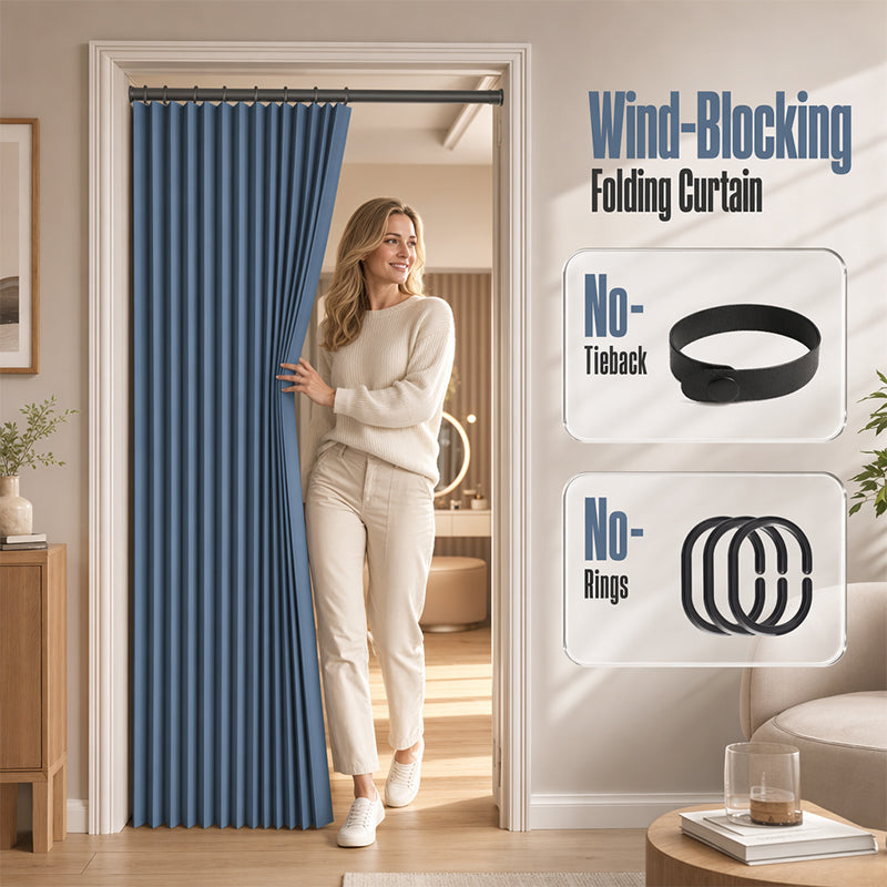 PrivacyEase – No-Drill Magnetic Folding Door Curtain