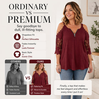 GraceVibe – Elegant Zipper Cold Shoulder Top