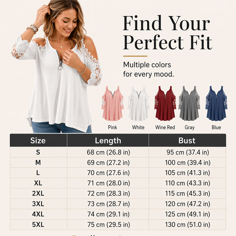 GraceVibe – Elegant Zipper Cold Shoulder Top