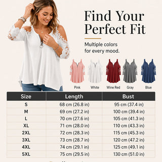 GraceVibe – Elegant Zipper Cold Shoulder Top
