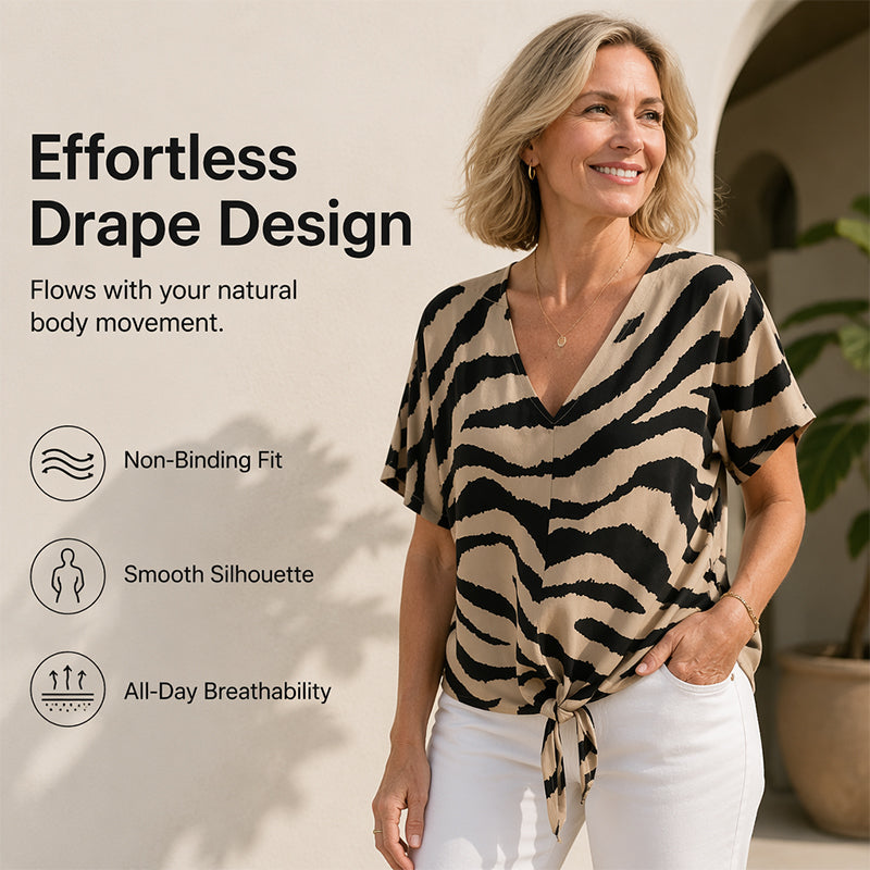 ZebraMuse – Waist-Tie V-Neck Tee