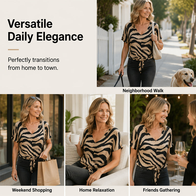 ZebraMuse – Waist-Tie V-Neck Tee