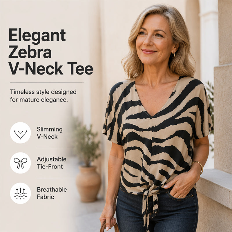 ZebraMuse – Waist-Tie V-Neck Tee