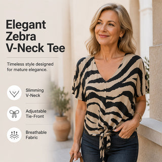 ZebraMuse – Waist-Tie V-Neck Tee