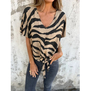 ZebraMuse – Waist-Tie V-Neck Tee