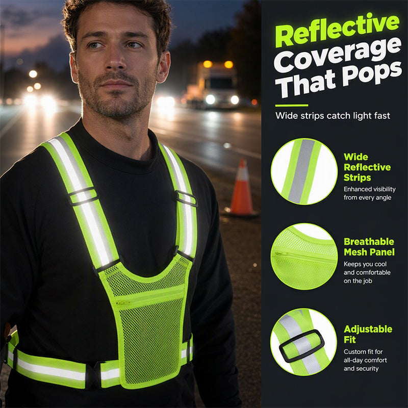 SafeGlow – Adjustable High-Visibility Reflective Safety Vest