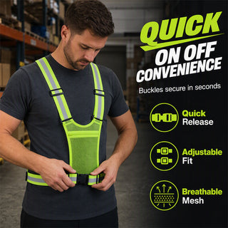 SafeGlow – Adjustable High-Visibility Reflective Safety Vest