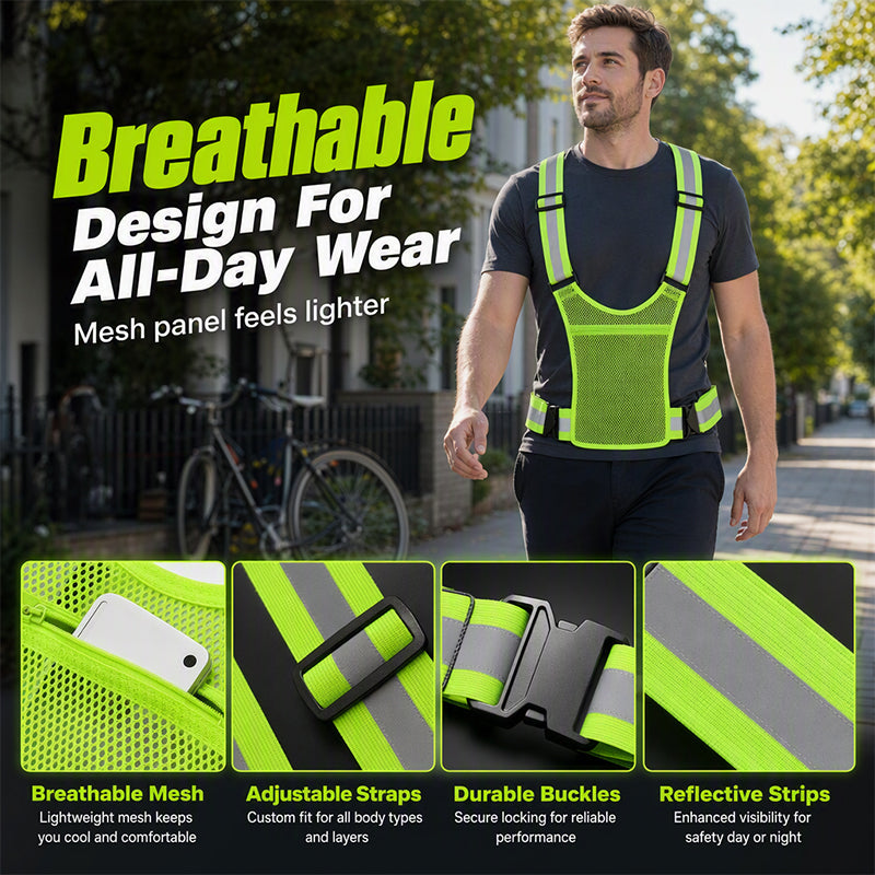 SafeGlow – Adjustable High-Visibility Reflective Safety Vest