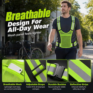 SafeGlow – Adjustable High-Visibility Reflective Safety Vest