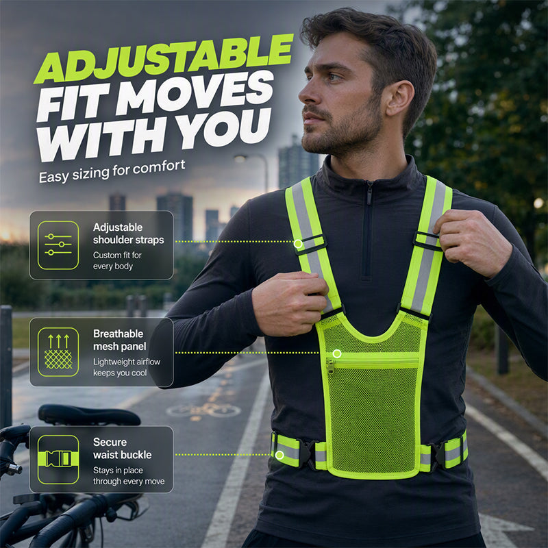 SafeGlow – Adjustable High-Visibility Reflective Safety Vest
