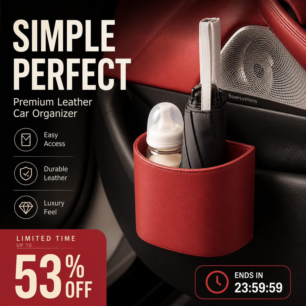CabinCaddy – Compact PU Leather Car Storage Organizer