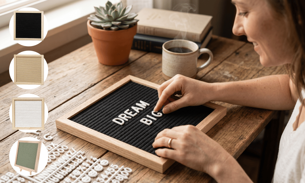 Premium Wooden Felt Letter Board with Stand