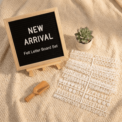 Premium Wooden Felt Letter Board with Stand