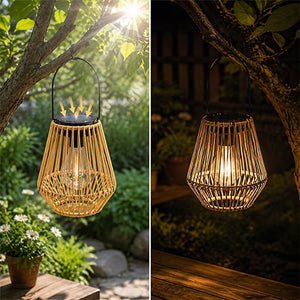 SolarNest - Handwoven Rattan Solar Lantern