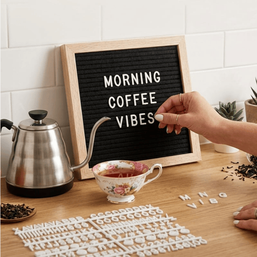 Premium Wooden Felt Letter Board with Stand