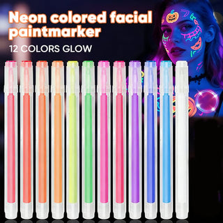 UV Neon Face Paint Markers 12 Colors