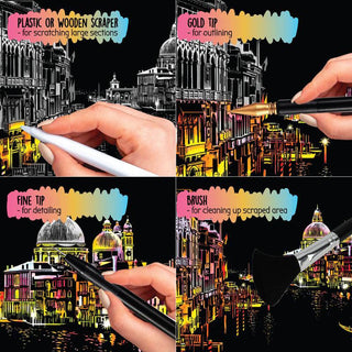 Scratch Art Book For Adults -Colorful City Series