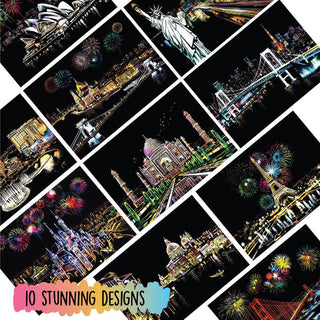 Scratch Art Book For Adults -Colorful City Series