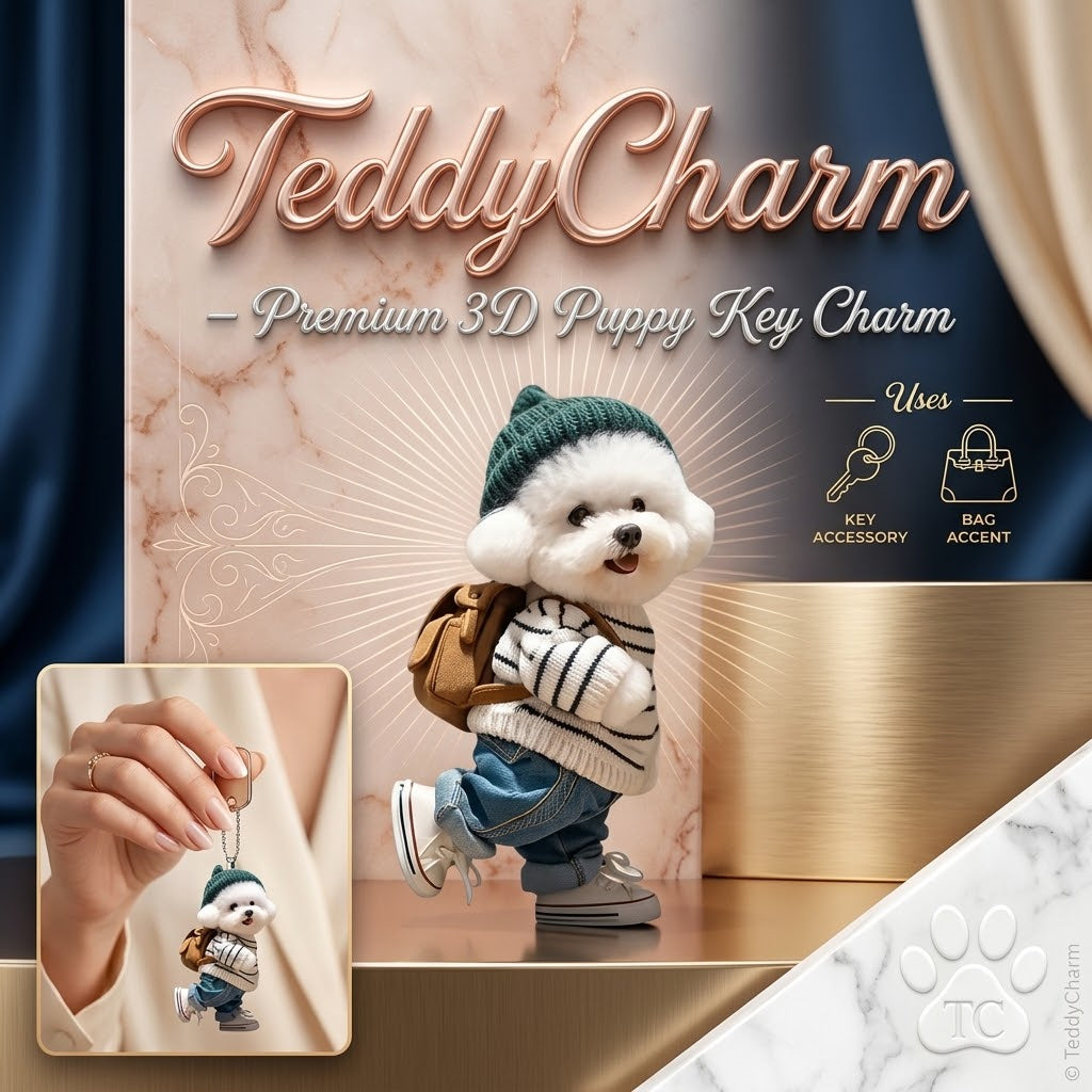 TeddyCharm – Premium 3D Puppy Key Charm
