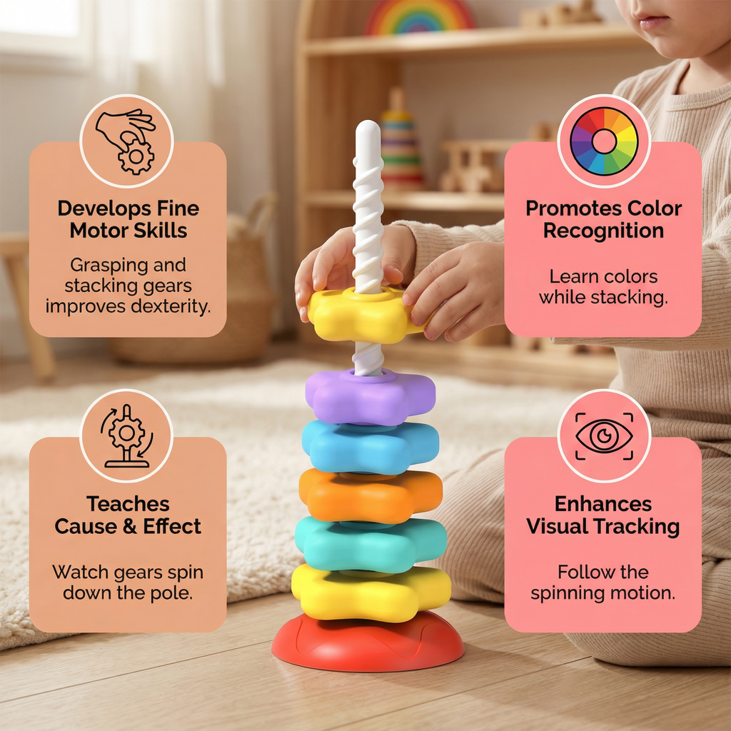 SpinStack - Rainbow Tower Toy