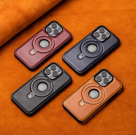 Super Luxury Invisible Stand iPhone Leather Case marnetic