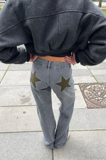 Y2K Star Color-Block Patchwork Jeans