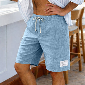 Men's Shorts Summer Shorts Beach Shorts Casual Shorts Drawstring Elastic Waist Solid Color Textured Comfort Short Daily Outdoor Streetwear Fashion Retro Vintage Blue Black Inelastic