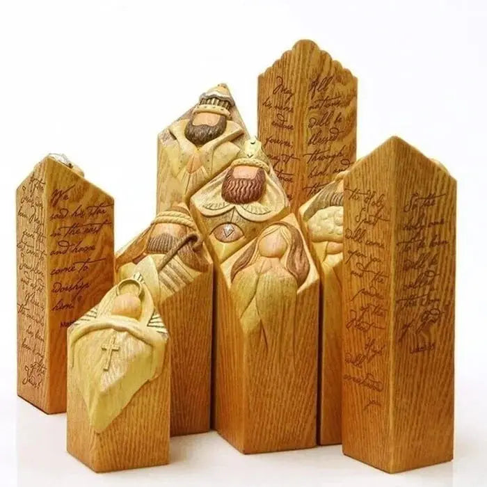 Heaven Nativity Tree Pillar Statues (9pcs) marnetic