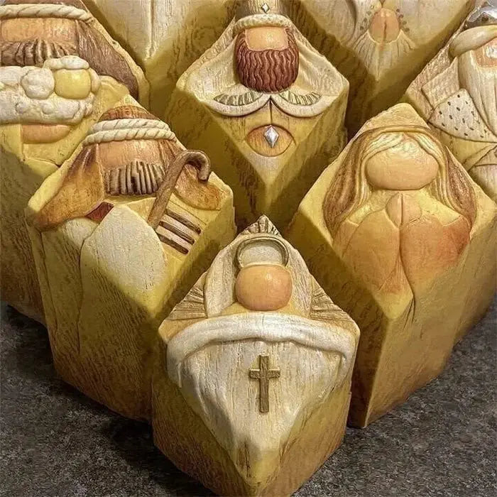 Heaven Nativity Tree Pillar Statues (9pcs) marnetic