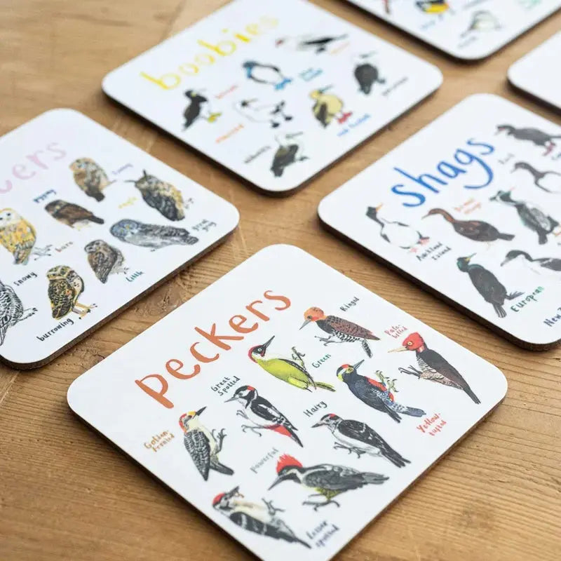 🐦Set of 6 Bird Pun Coasters Marnetic