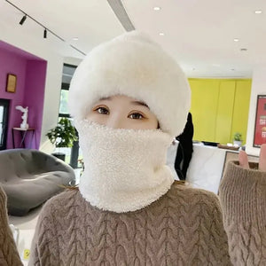 Windproof Fuzzy Beanie Scarf Hat marnetic