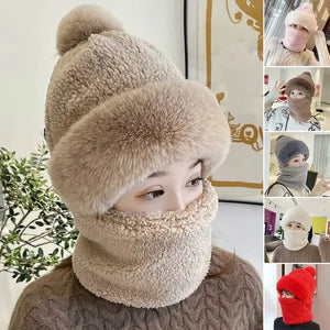Windproof Fuzzy Beanie Scarf Hat marnetic