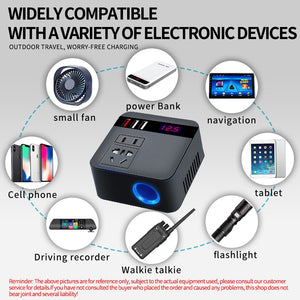 QuickCharge™ - 150W Car Power Inverter LED Display Fast Charger