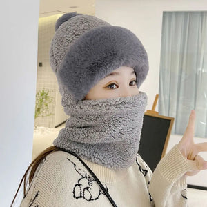 Windproof Fuzzy Beanie Scarf Hat marnetic